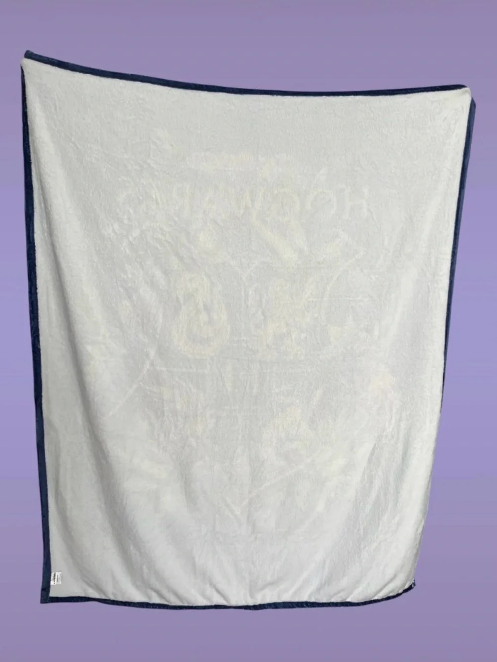 New Large Hogwarts Crest Plush Throw Blanket - Navy Blue